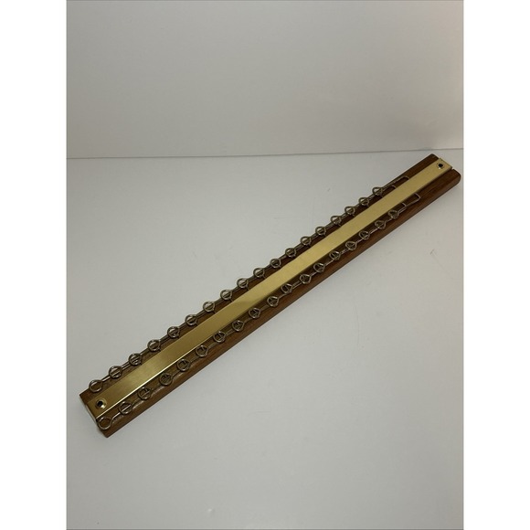 The Unbranded Brand Other - Brass Wood Vintage Tie Scarf Belt Hanger Holder Wall Mount Organizer Nostalgic